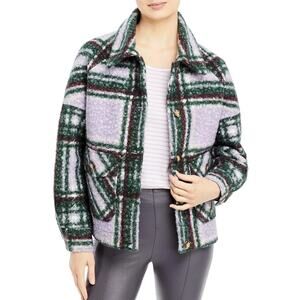 Calvin Klein Women's Faux Sherpa Plaid Shirt Jacket Size Medium